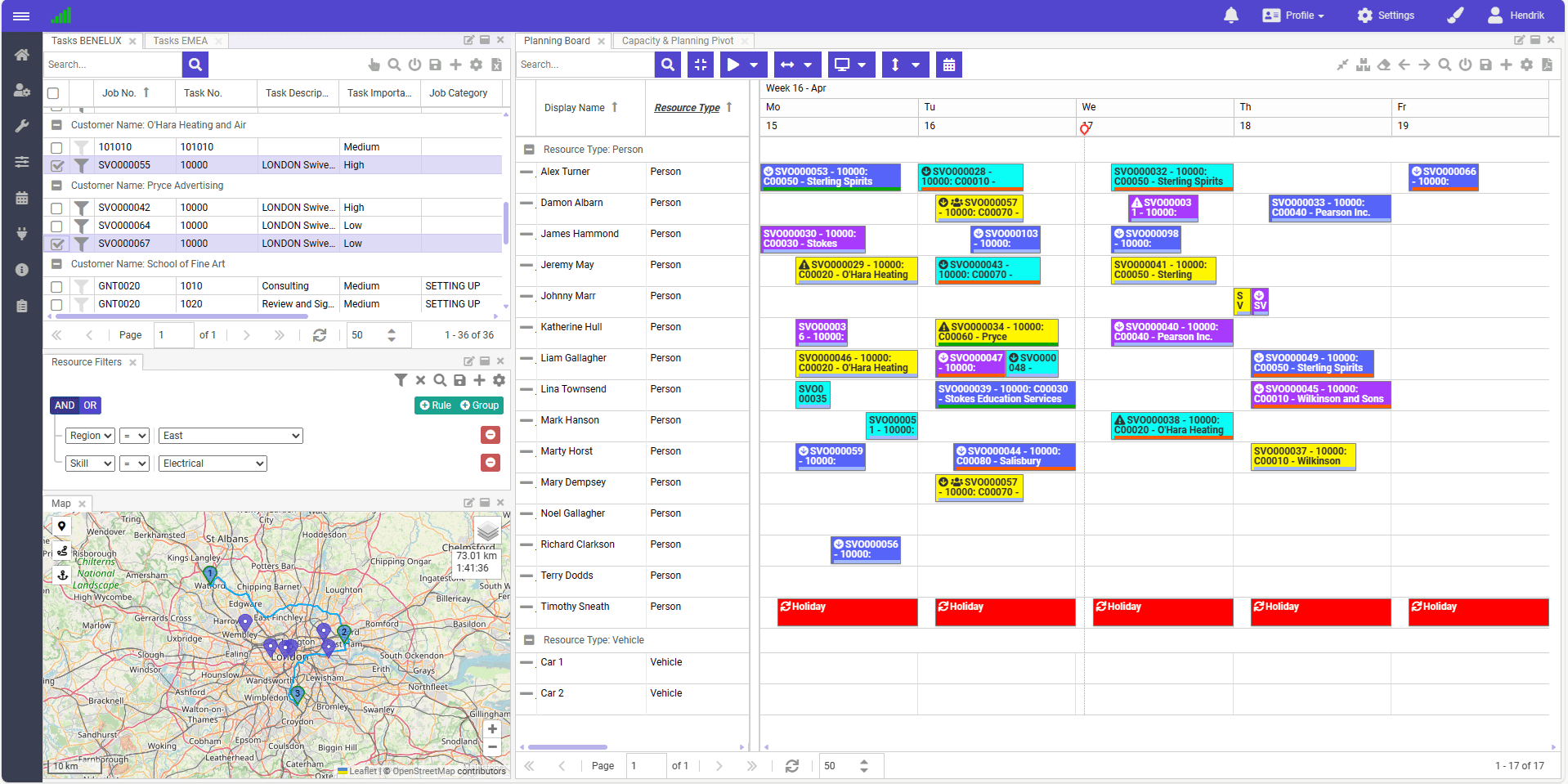 Dime.Scheduler visual planning board with drag-and-drop resource scheduling